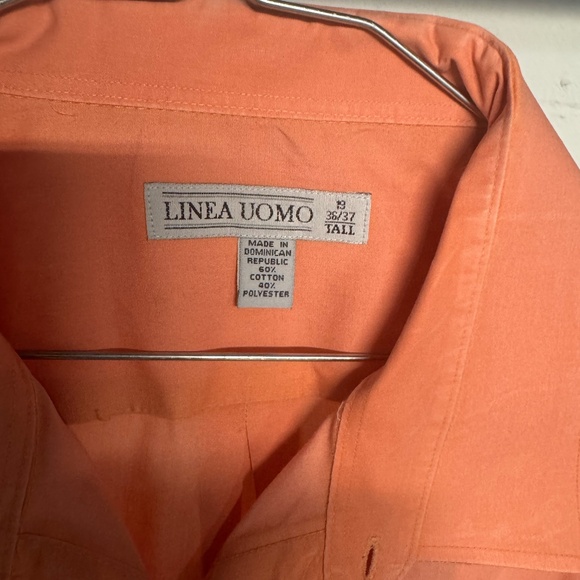 Linea Uomo long sleeve dress shirt size 19 36/37. Salmon color - Picture 3 of 3